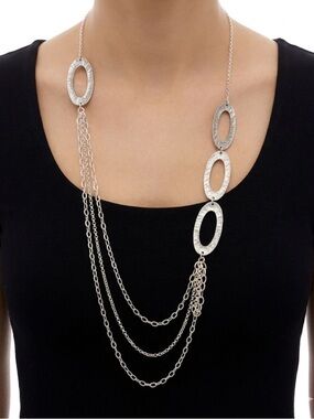 Silpada Retired N1720 Sterling Silver Oval Cascade Statement Necklace
